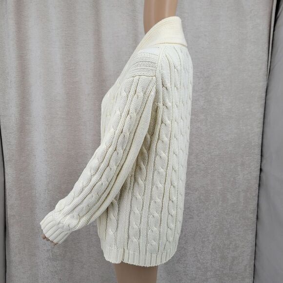 Eileen Vintage Cable Knit Women's Sweater Open Style Cardigan Off White - Picture 5 of 11